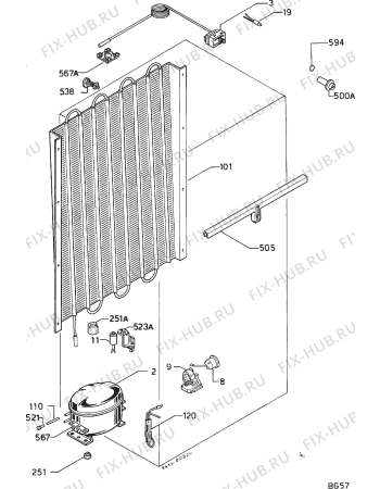 Взрыв-схема холодильника Privileg 013971 7 - Схема узла Cooling system 017